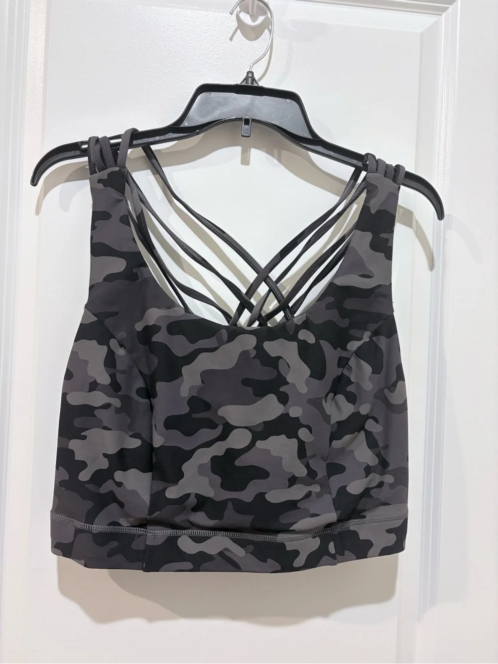 Torrid-Size 2-Strappy Camouflage Sports Bra - Gray Camo